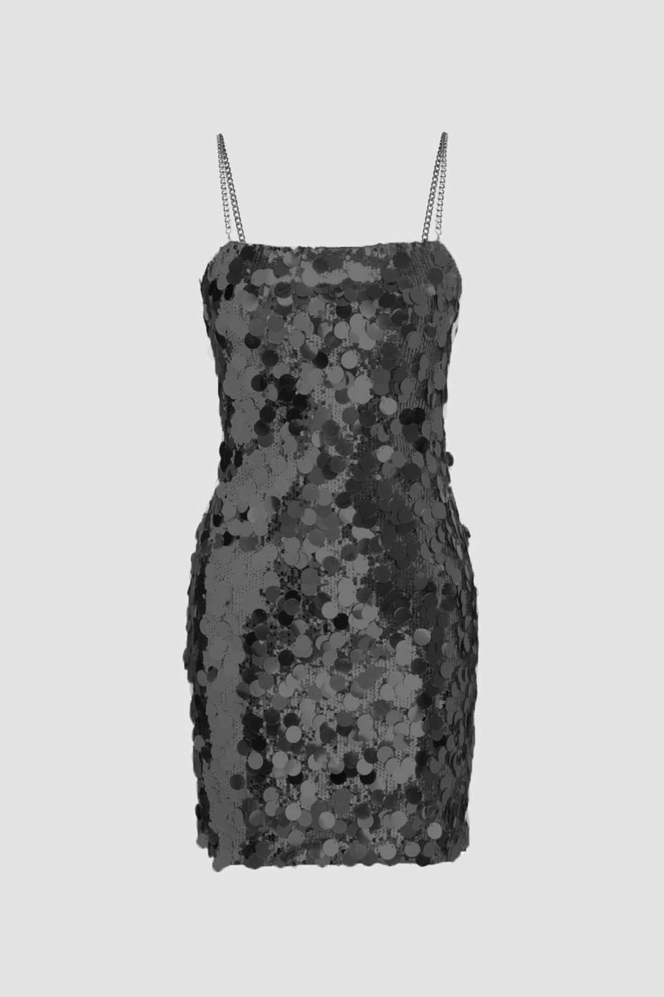 Sequin Sleeveless Chain Mini Dress Black / Xl Dresses