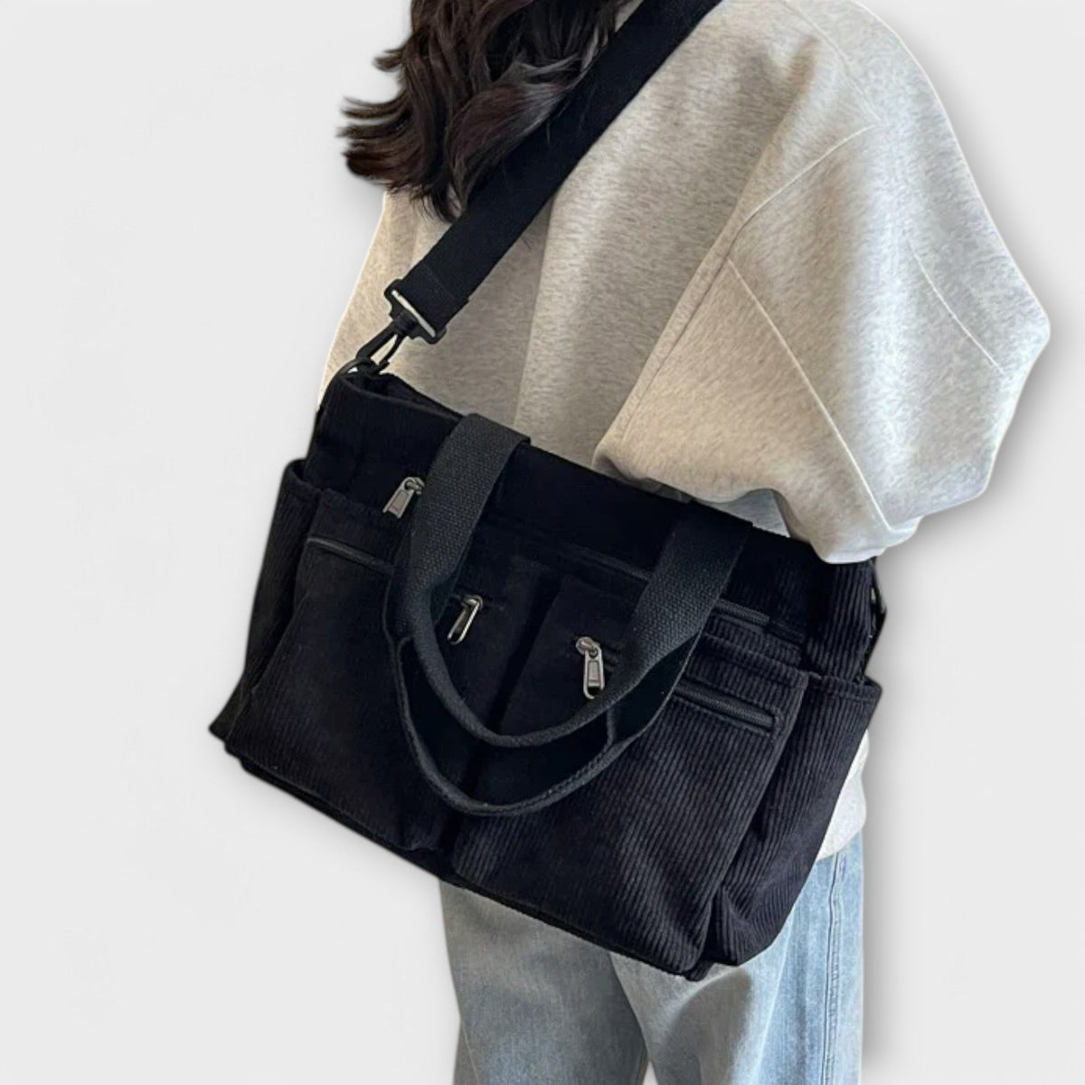 Corduroy Multi Pocket Tote Bag