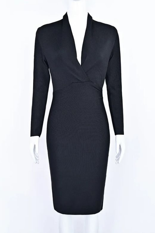 Blaire Long Sleeve Bandage Dress - Classic Black