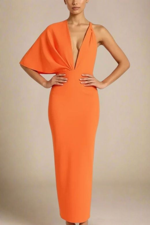 Blake Bandage Maxi Dress - Apricot Orange