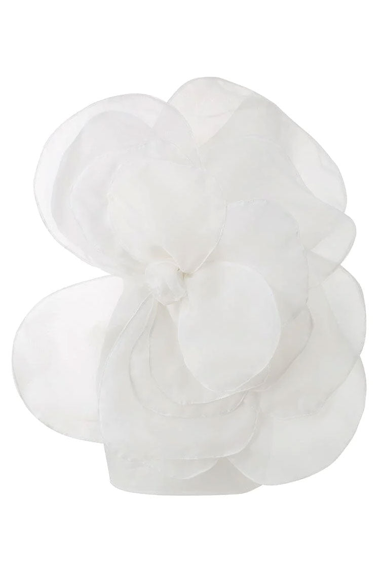Blooming Rosette Applique One Shoulder Silky Satin Party Mini Dress - White 3