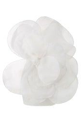 Blooming Rosette Applique One Shoulder Silky Satin Party Mini Dress - White 3