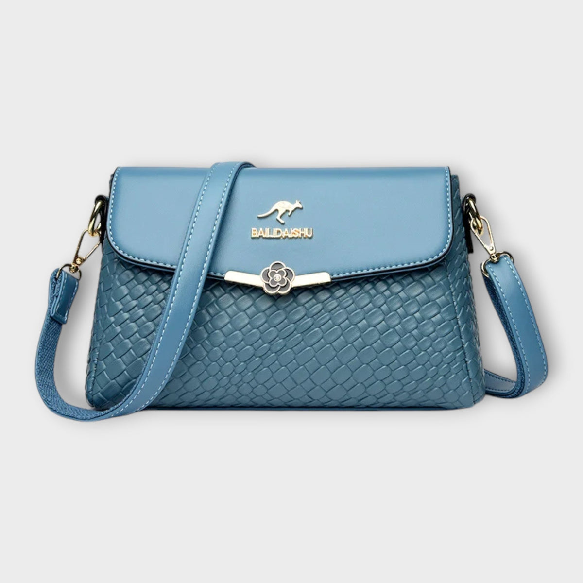 Woven Flap Front Crossbody Bag