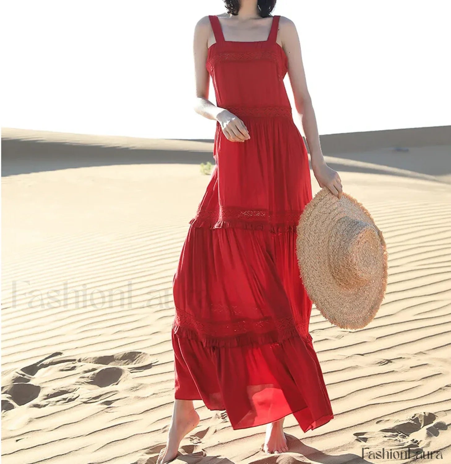 Blue Cotton Strap Maxi Boho Dress