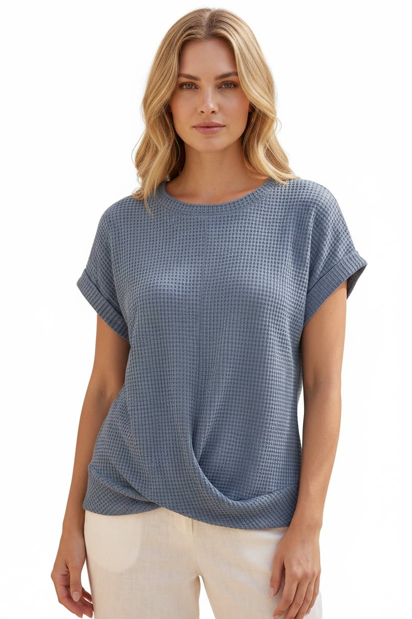 Relaxed Textured Women's T-Shirt with Breathable Fabric & Easy Fit - Jamota