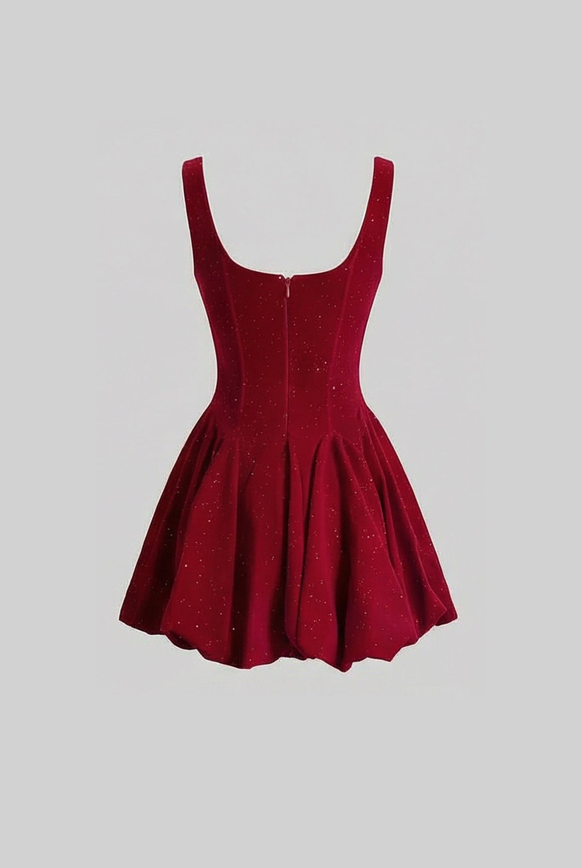 Velvet Square Neck Rhinestone Trim Corset Fit and Flare Mini Dress 5