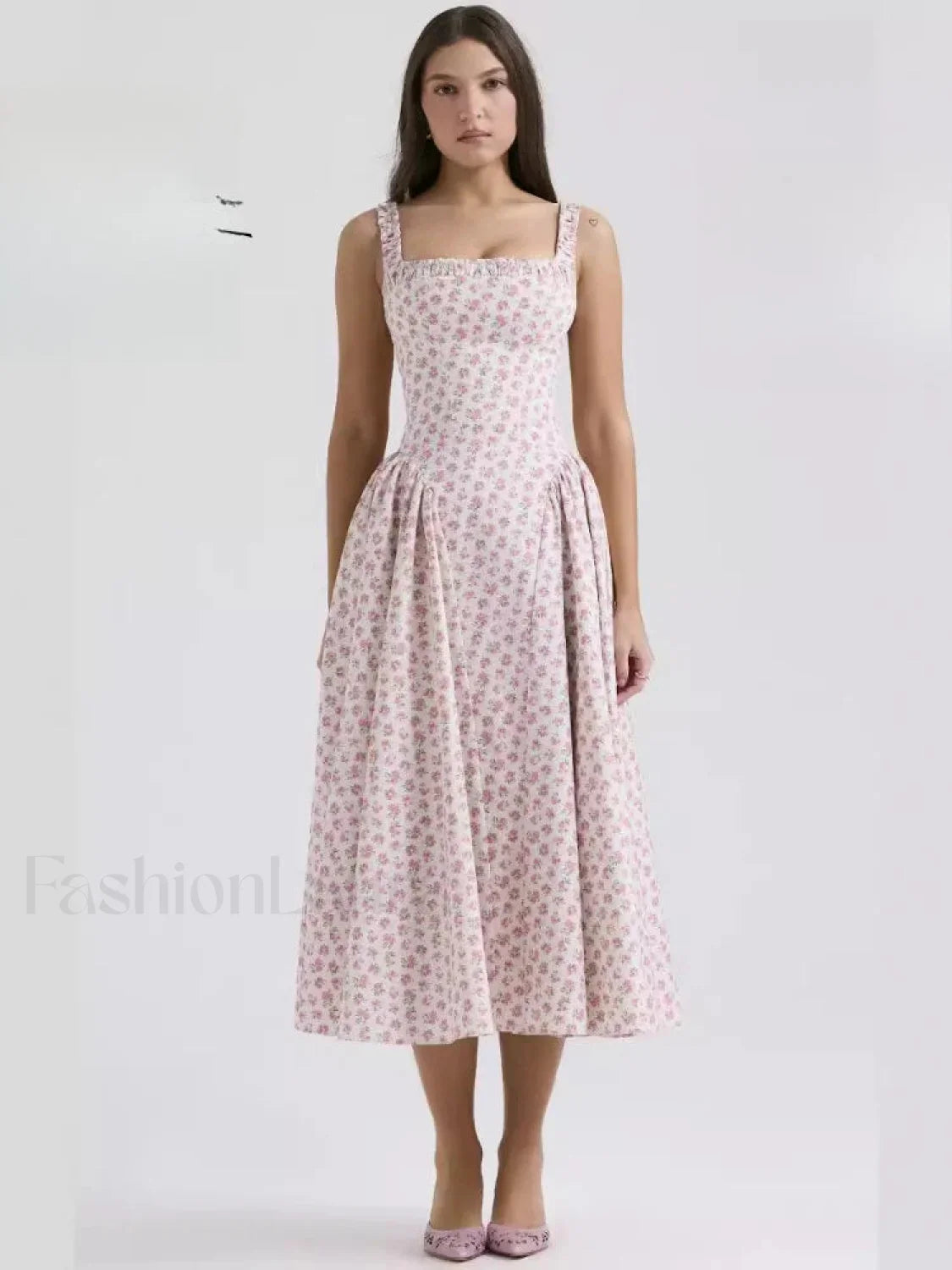 Bohemian Fragmented Flower Midi Dress