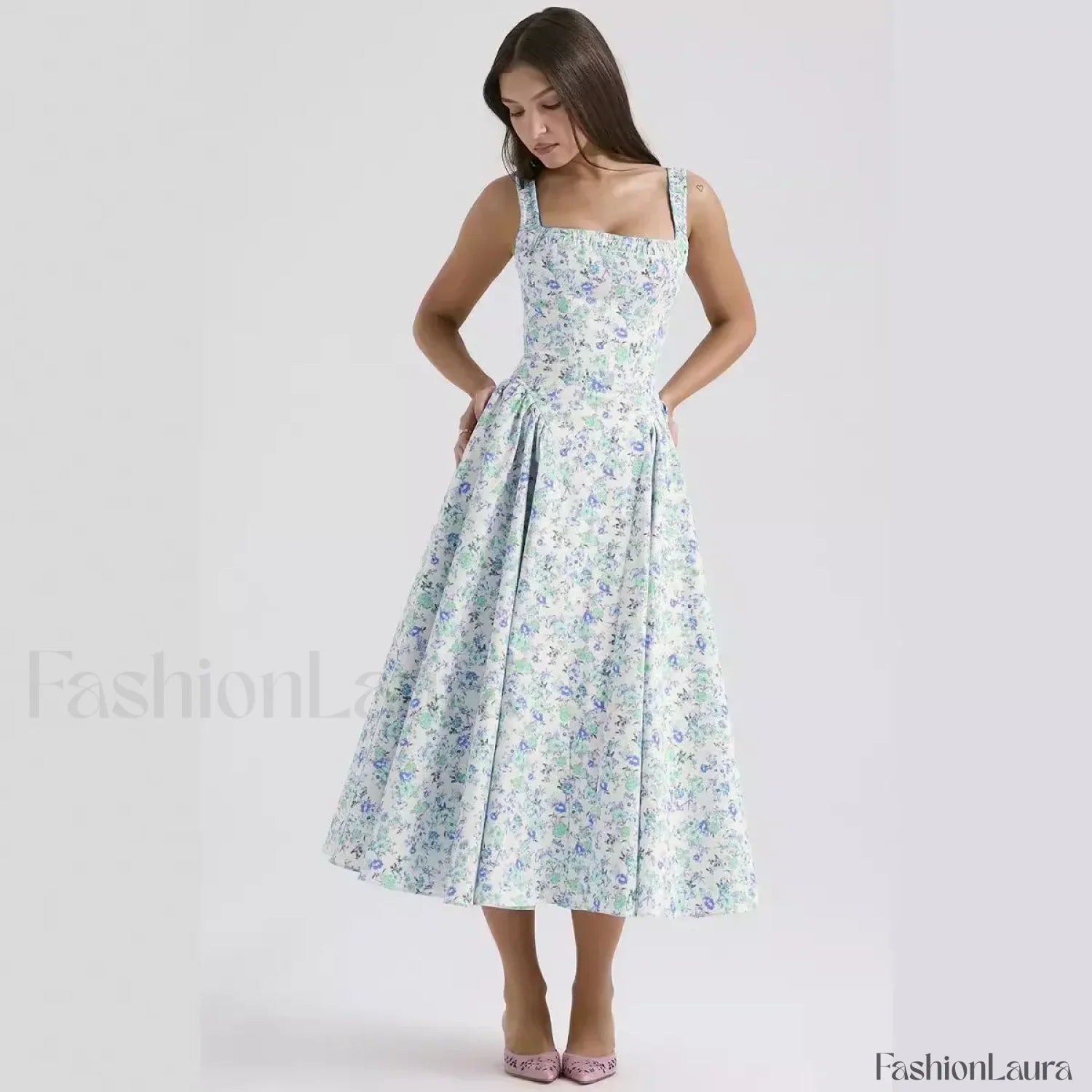 Bohemian Fragmented Flower Midi Dress