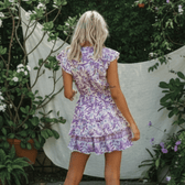 Floral Print V-Neck Short Sleeve Tiered Ruffle Mini Dress 2