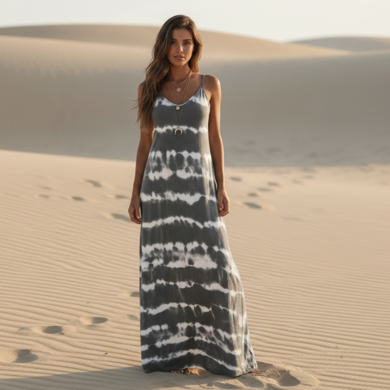 Boho Beach Hut Dresses, Maxi Dress Dark Gray / S Sleeveless Casual Loose Maxi Dress