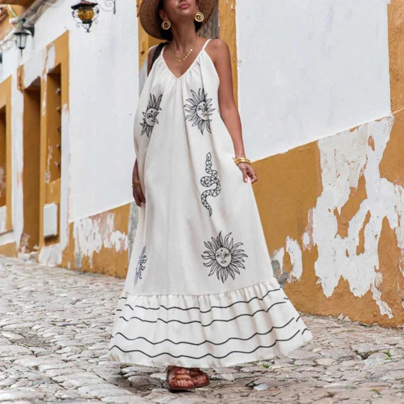 Floral Print Spaghetti Strap Tiered Maxi Dress Summer 2