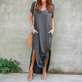 Short Sleeve Pocket Maxi Dress 3