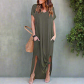 Short Sleeve Pocket Maxi Dress 4