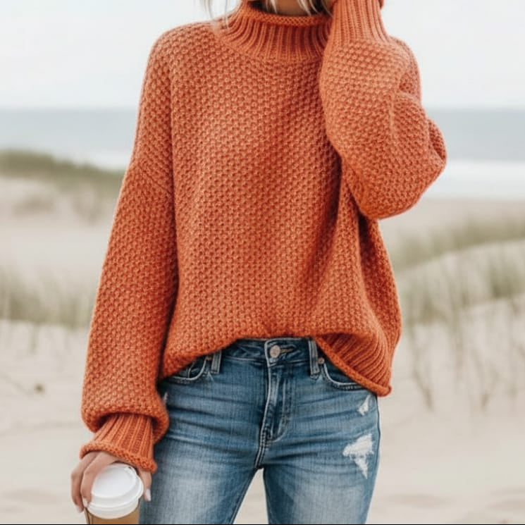Turtleneck Chunky Knit Oversized Sweater