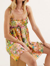 Floral Chiffon Spaghetti Strap Babydoll Mini Dress 3