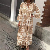Long Sleeve V-Neck Tiered Boho Maxi Dress