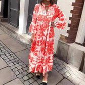 Long Sleeve V-Neck Tiered Boho Maxi Dress 3