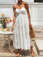 Lace Trim Tiered Spaghetti Strap Maxi Dress 2