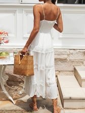 Lace Trim Tiered Spaghetti Strap Maxi Dress 3