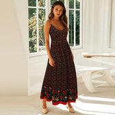 Floral V-Neck Spaghetti Strap Maxi Dress Summer 3