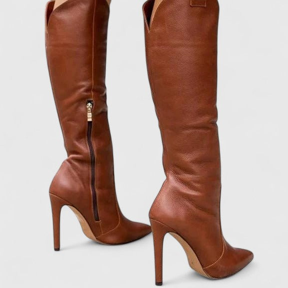 Pointed Toe Knee High Stiletto Heel Boots