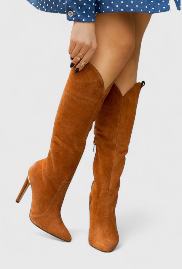 Pointed Toe Knee High Stiletto Heel Boots