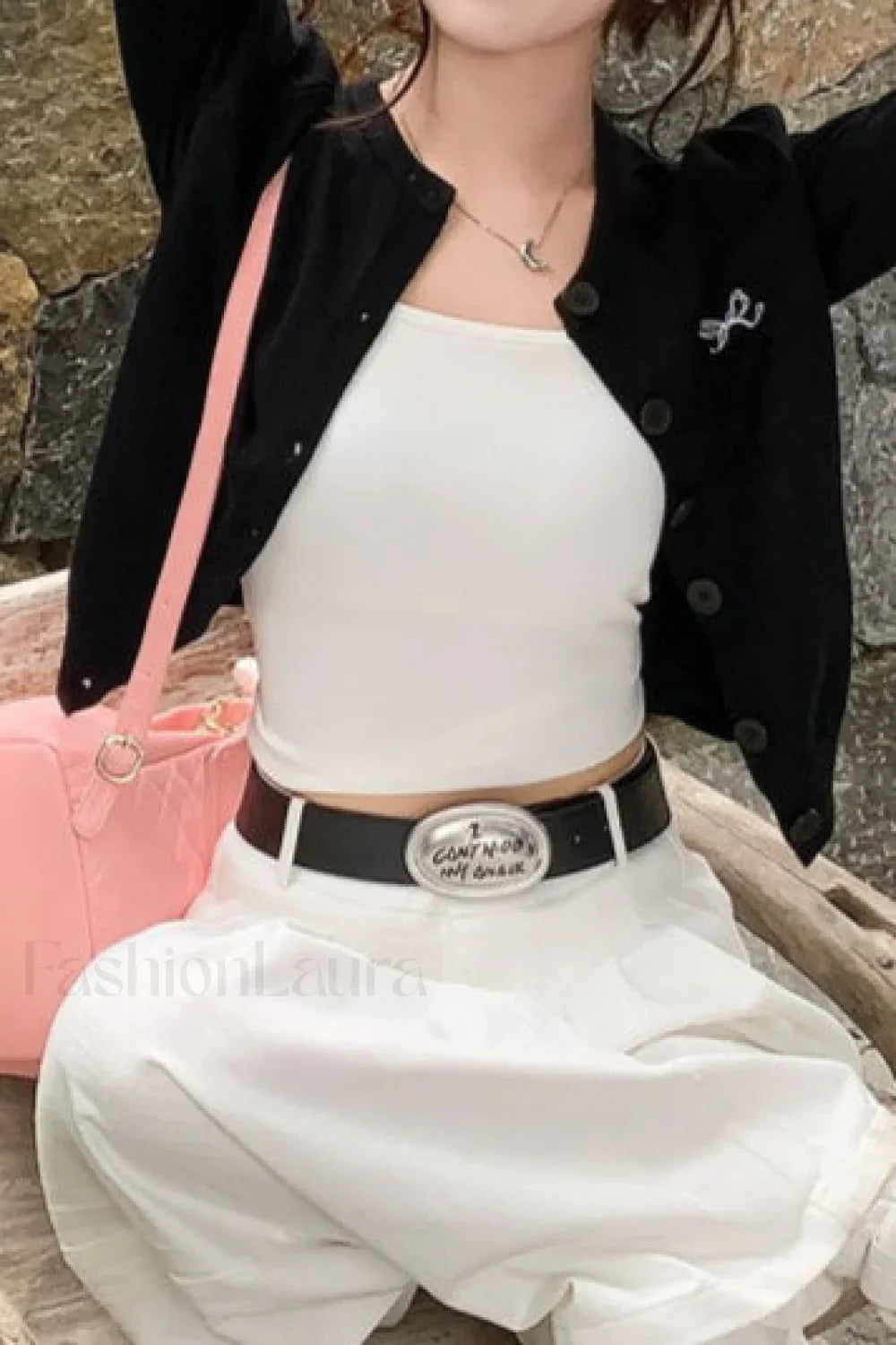 Bow Embroidered Knit Cardigan