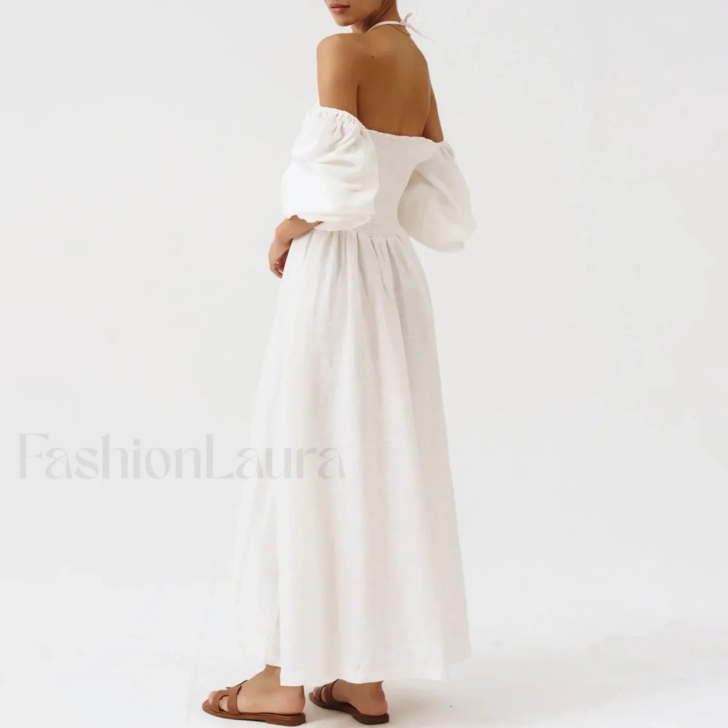 Bow-Front Smocked Midi Dress