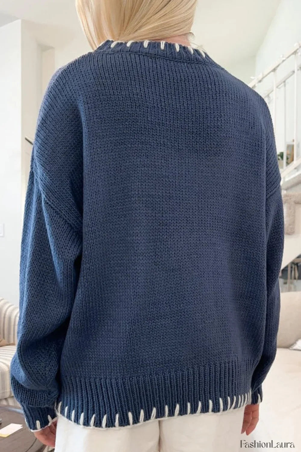 Bow Jacquard Knit Pullover Sweater