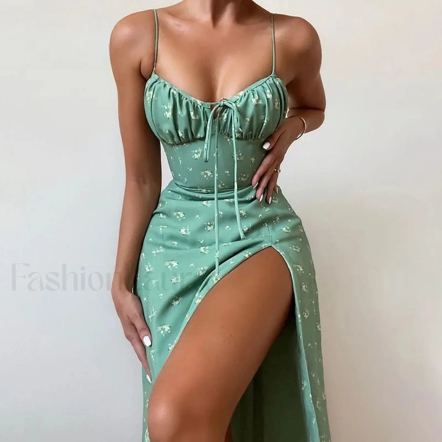 Bow Spaghetti Strap Floral Dress