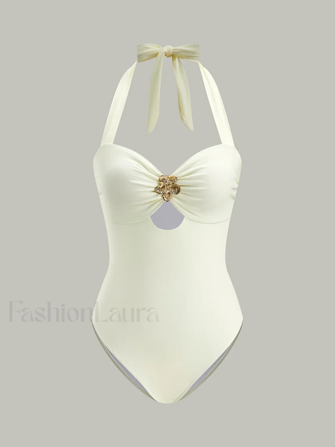 Bow Tie Halter One-Piece Swimsuit