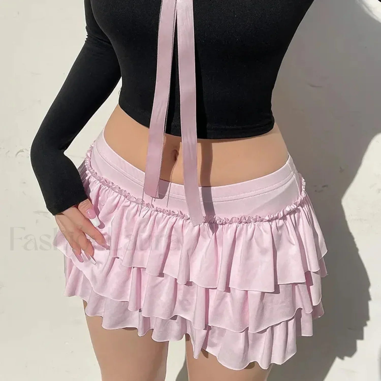 Bow Trim Low Waist Mini Skirt