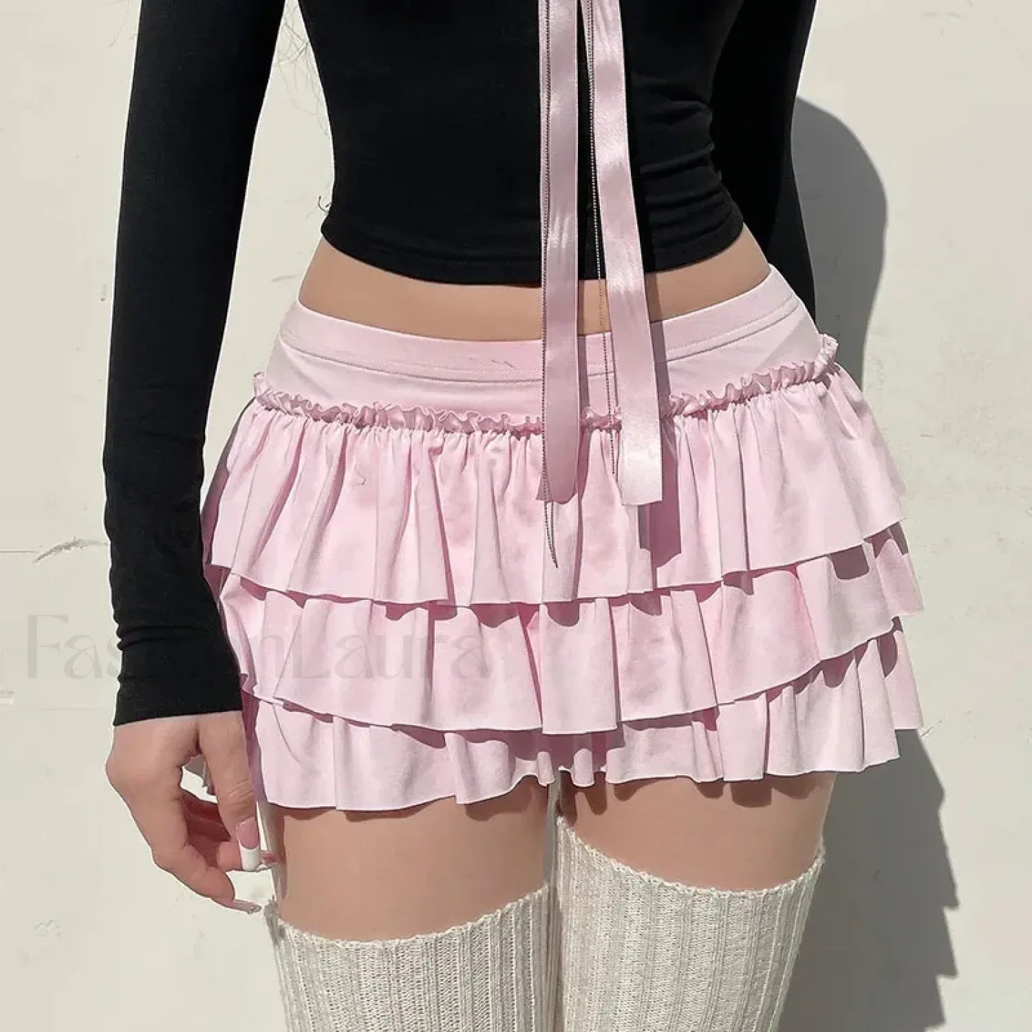 Bow Trim Low Waist Mini Skirt