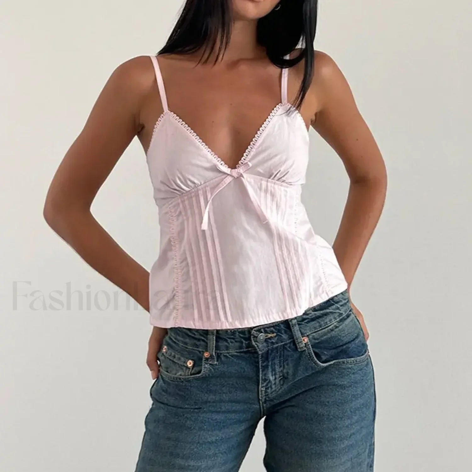 Bow V-Neck Adjustable Crop Top