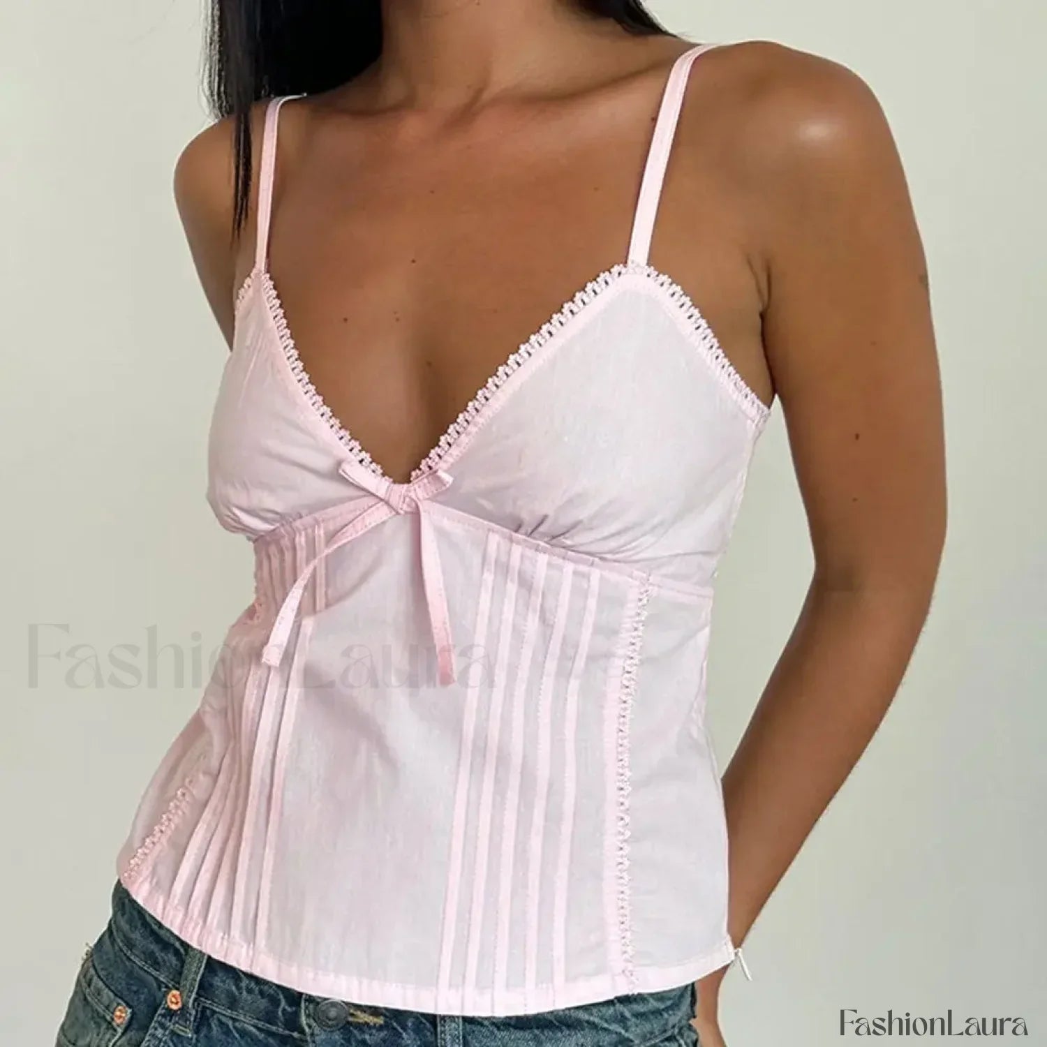 Bow V-Neck Adjustable Crop Top