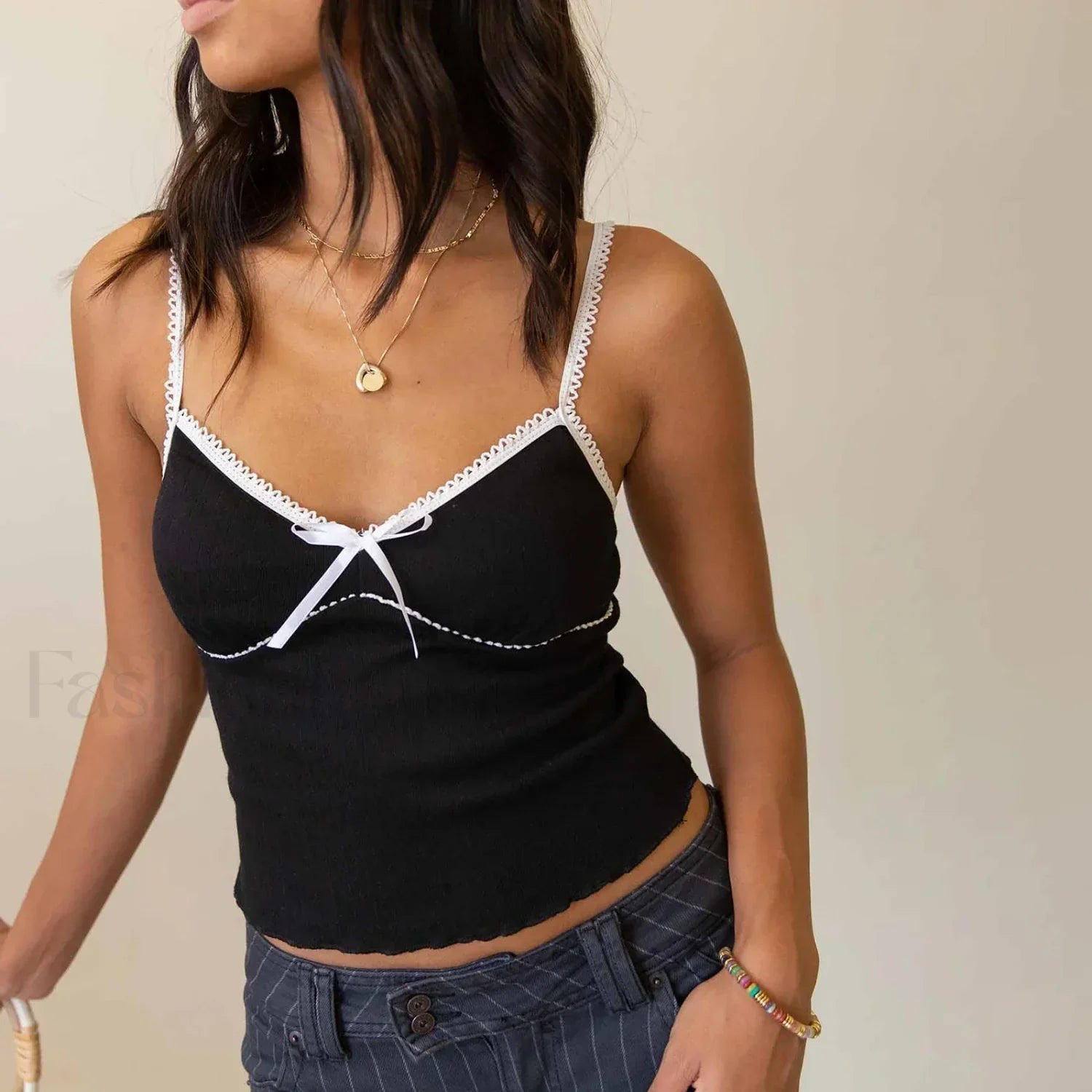Bow V-Neck Club Crop Top