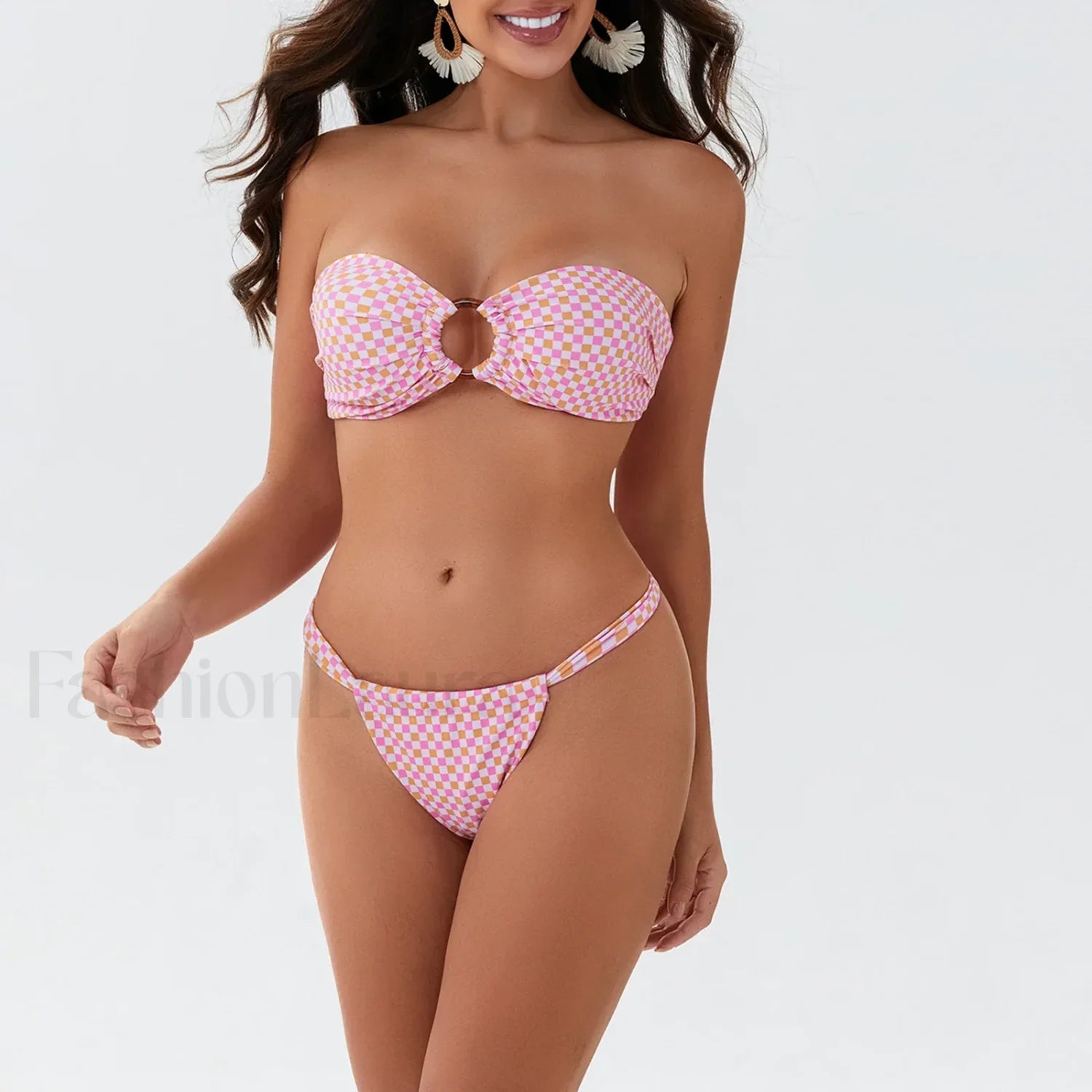 Bowknot Padded Halter Bikini Set Pink / S