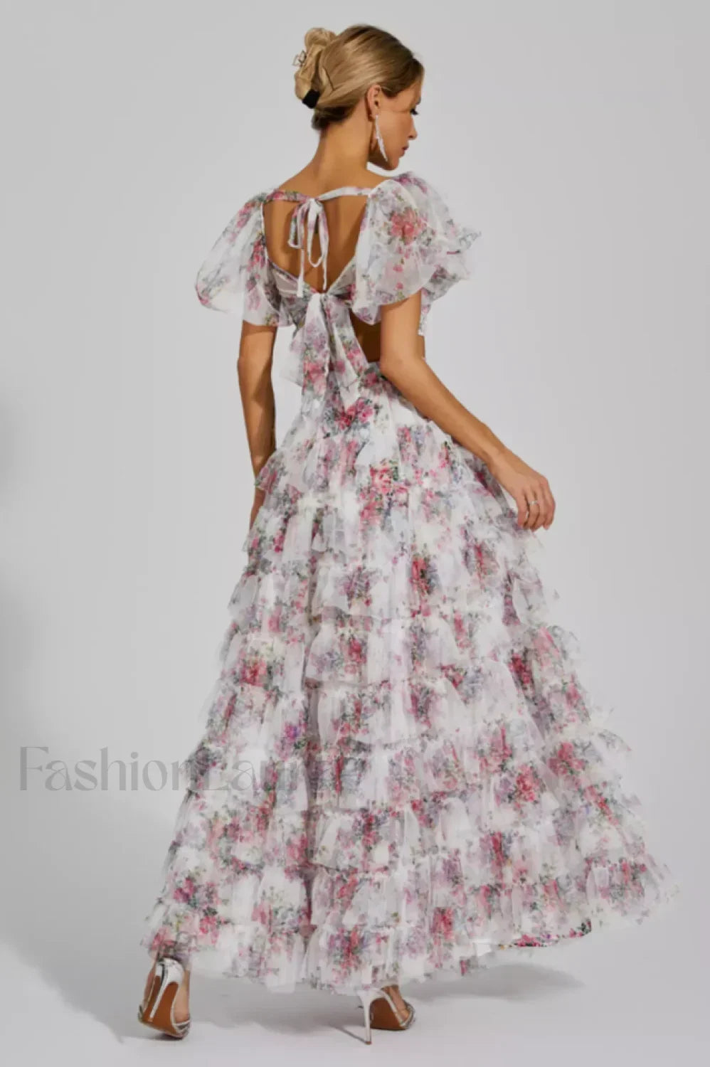 Braylee Purple Stylish Floral Ruched Set