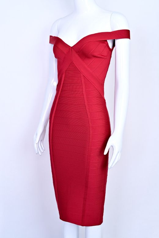 Breanna Bandage Dress - Chilli Red
