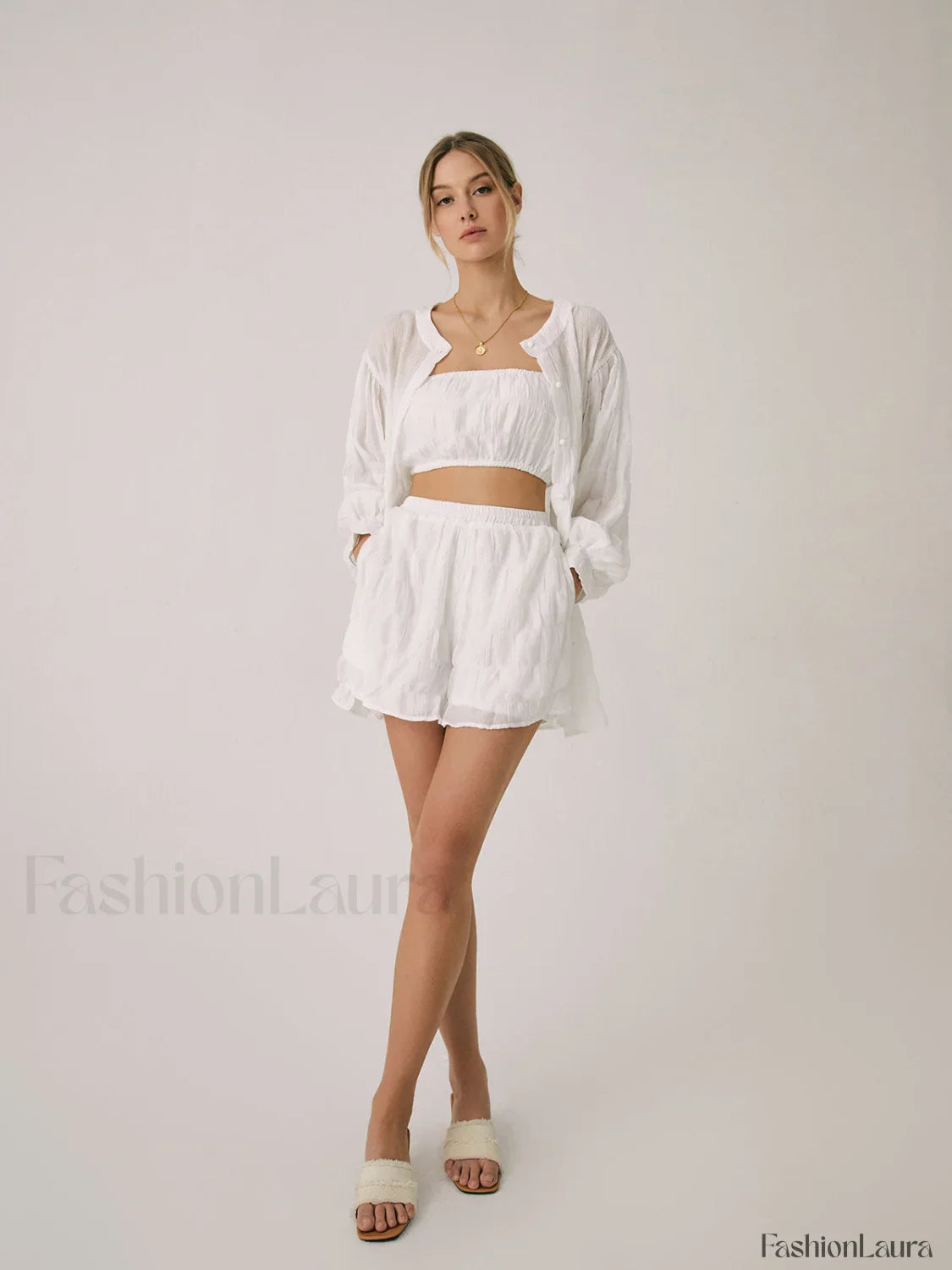 Breathable Three Graceful Piece Shorts Set