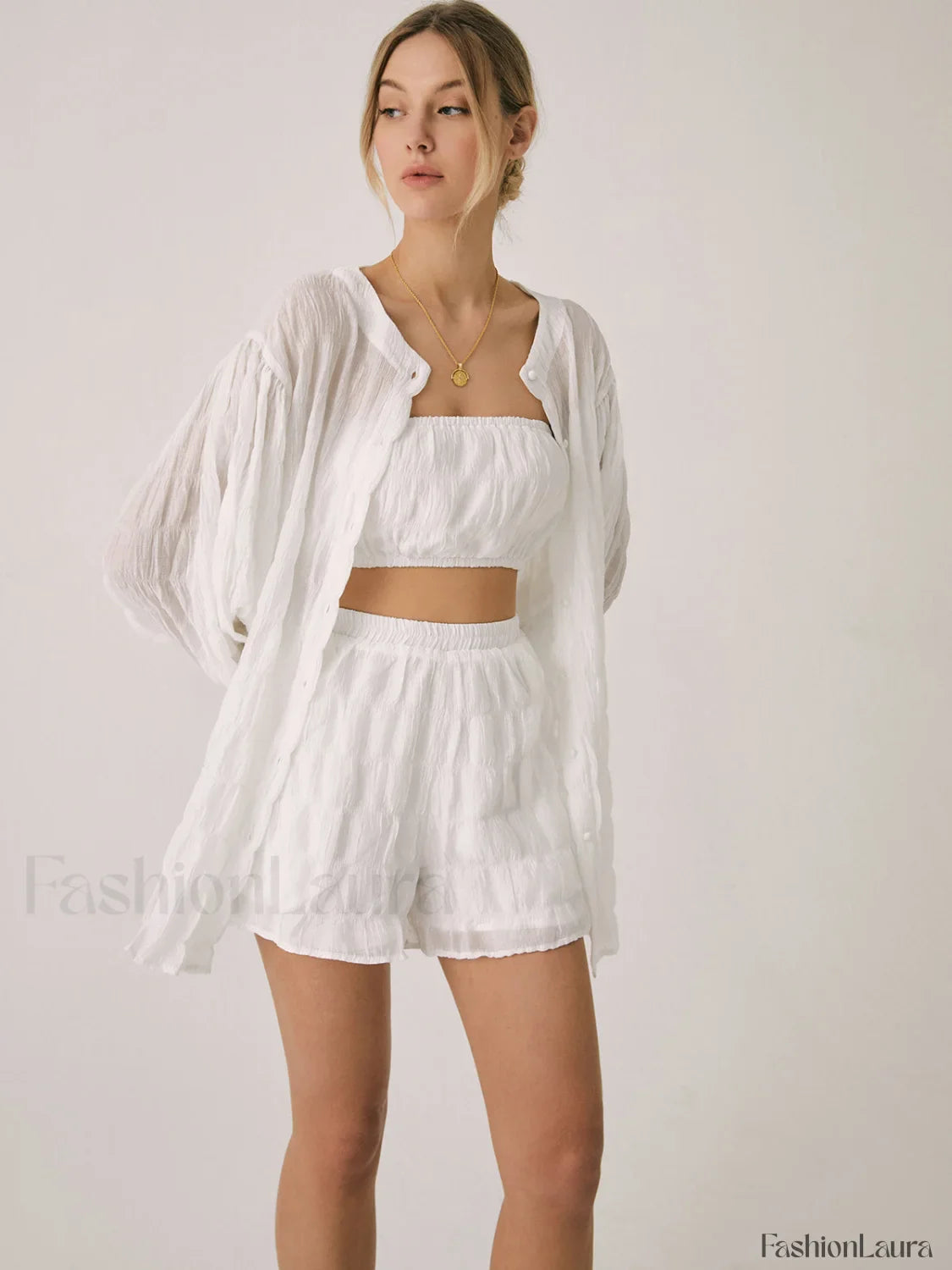 Breathable Three Graceful Piece Shorts Set