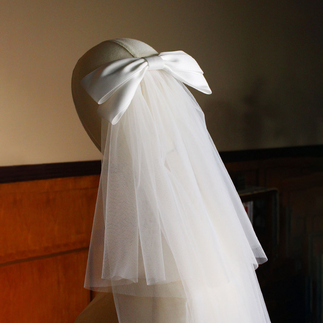 Bride To Be Cascading Layered Soft Tulle Silky Ribbon Bow Veil