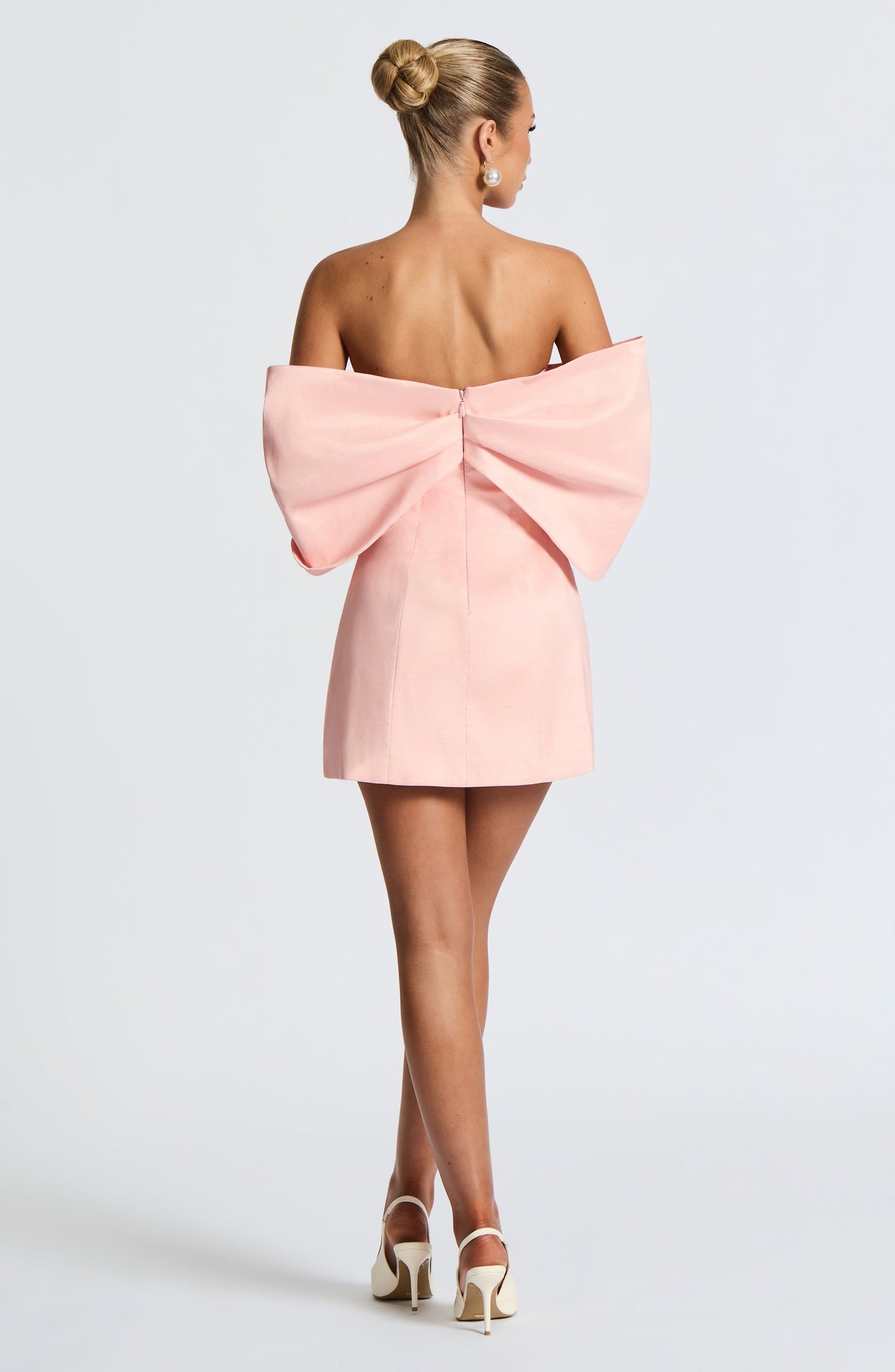 Off Shoulder Oversized Bow Sleeve Structured A-Line Mini Dress 2