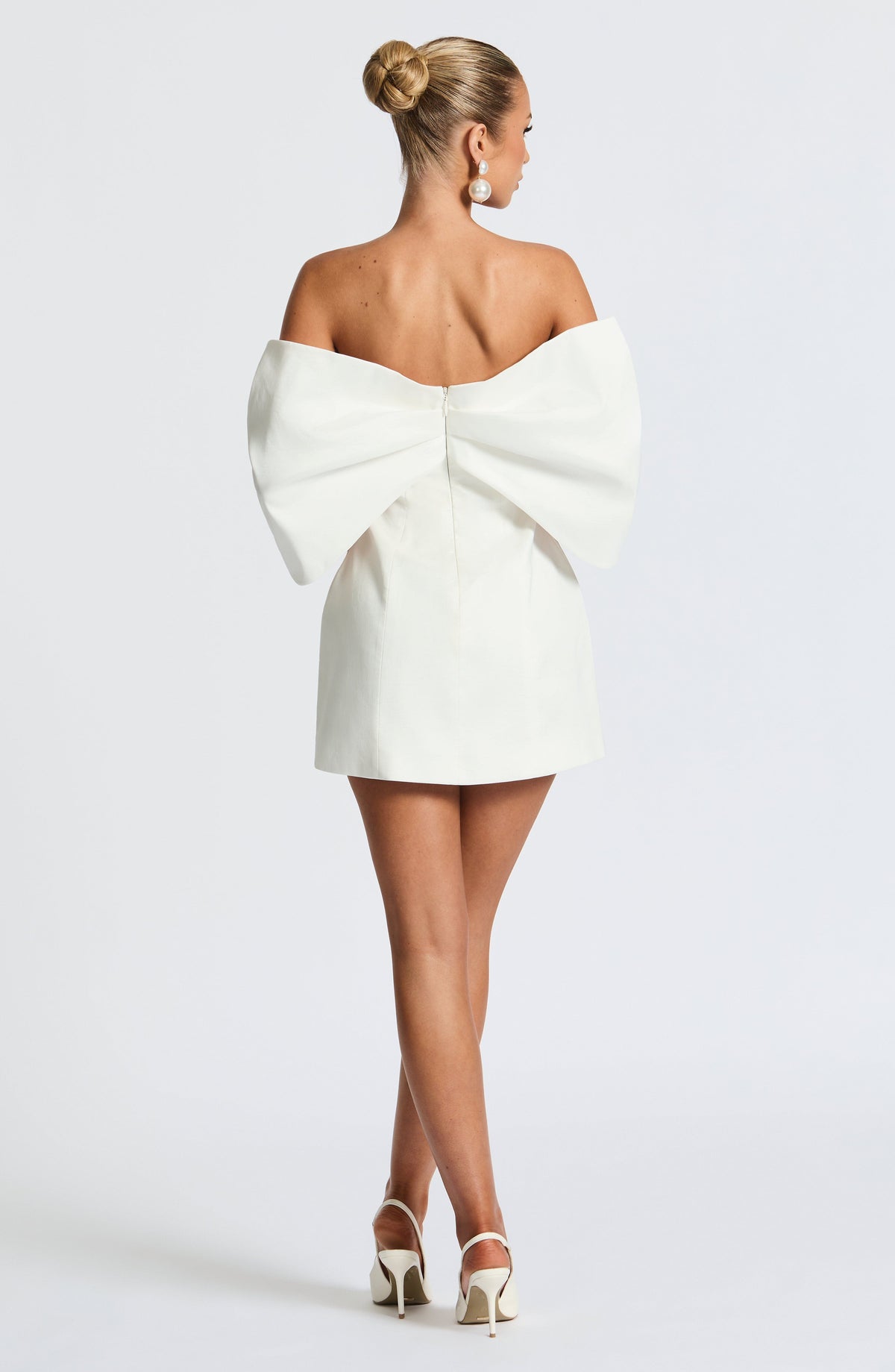 Off Shoulder Folded Bow Sleeve Fitted A-Line Mini Dress 7