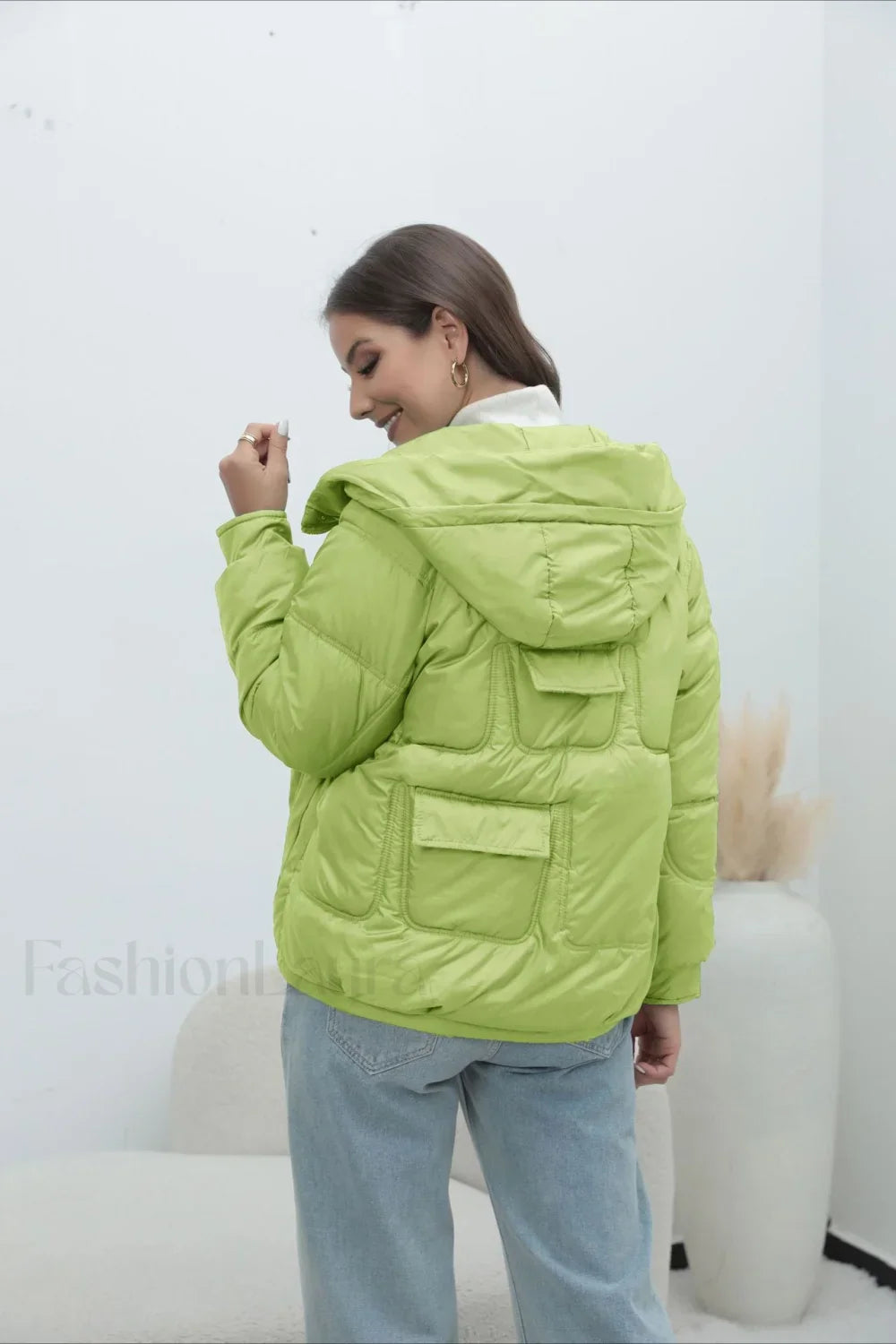 Bright Color Stand Collar Puffer Coat