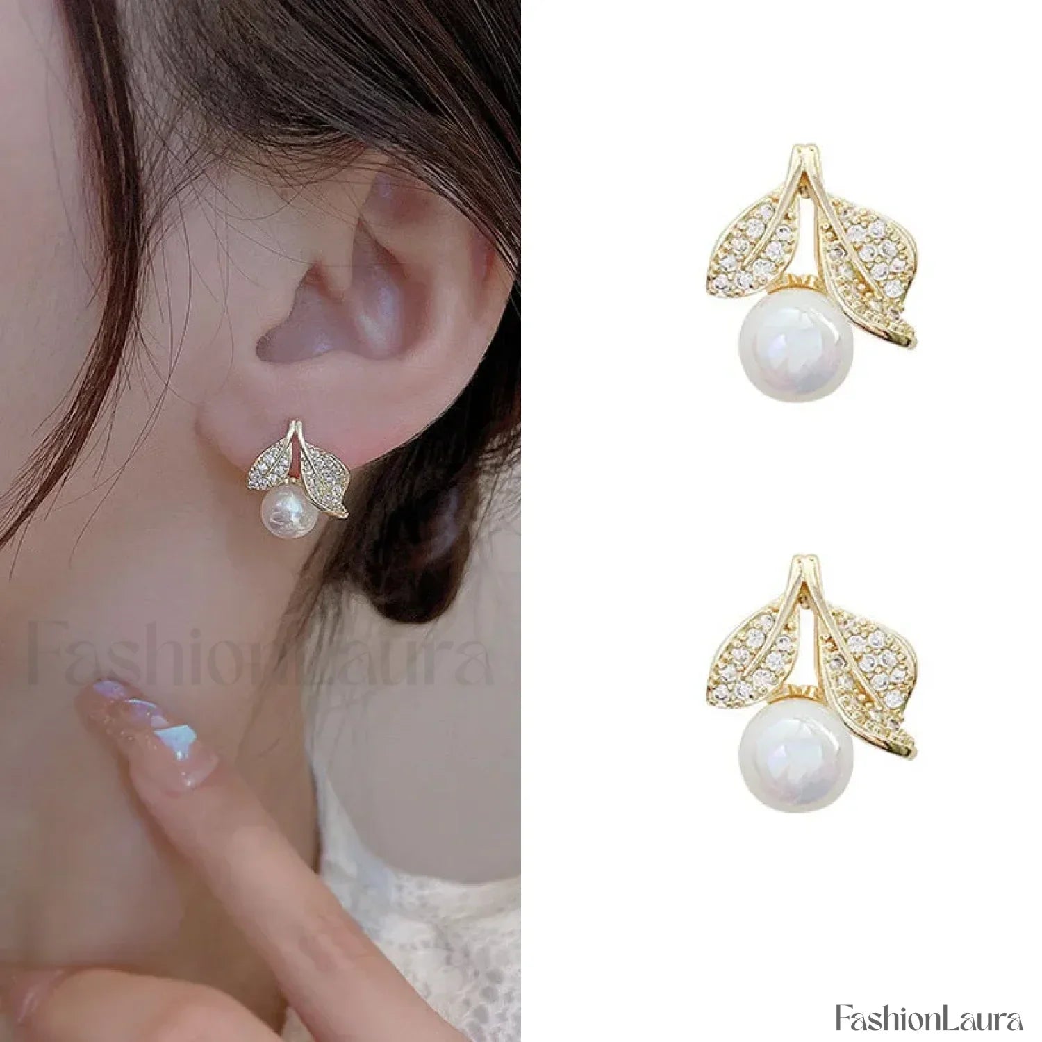 Bright Crystal Luxury Korean Unusual Claw Stud Irregular Pearl Earring