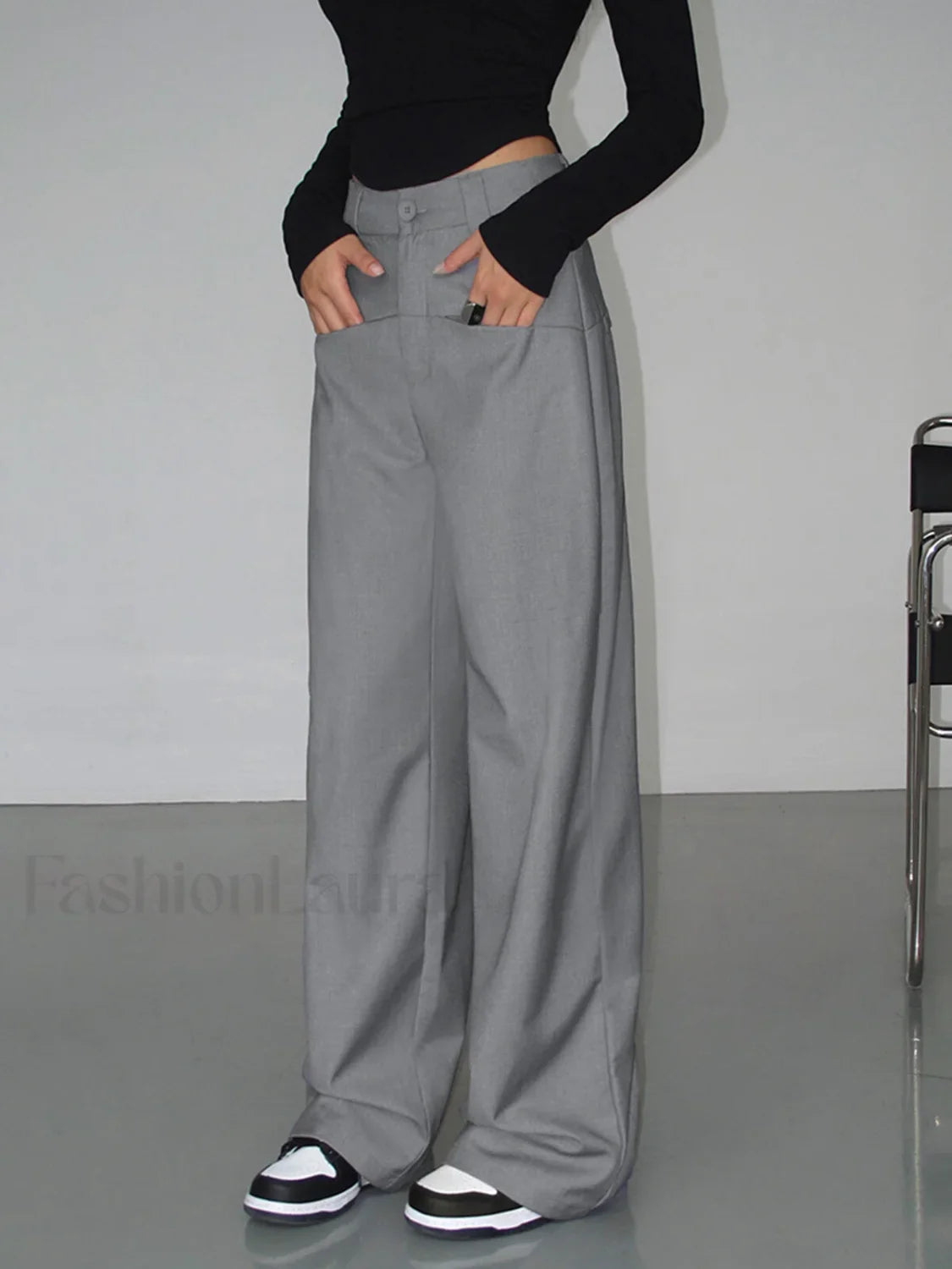 Bring The Style Trendy Wide Leg Pants Light Grey / XS Pants