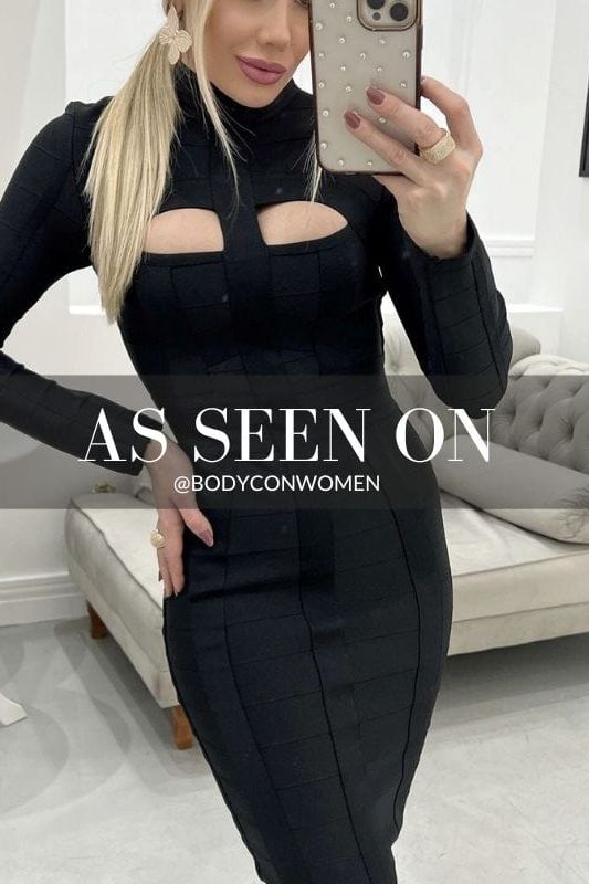 Brooke Long Sleeve Bandage Midi Dress - Classic Black