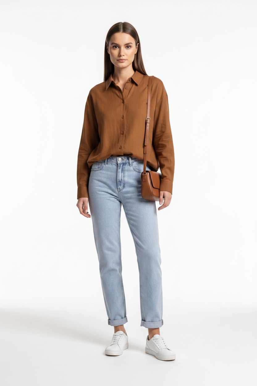 Elegant Relaxed Button Blouse with Soft Fabric and Versatile Fit
