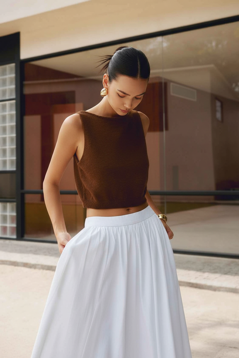 Stylish White Sleeveless Crop Top with Soft Fabric and Tailored Fit - Jamota